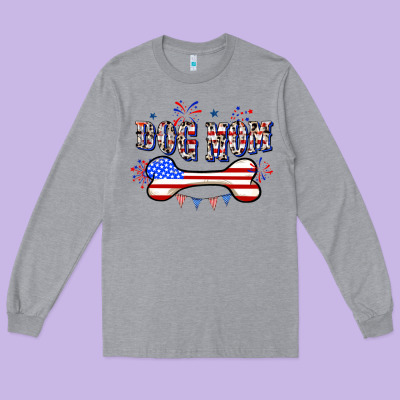 4th Of July Dog Mom Long Sleeve Tee Designed By Cowgirlartshop