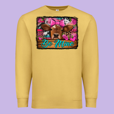 Be Mine Valentine's Day Cow Premium Sweatshirt Designed By Jasminsmagicworld