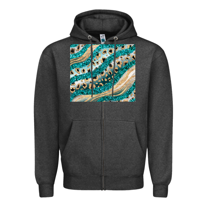 Turquoise Glitter Zipper Hoodie by JahusDesignShop | Teevron