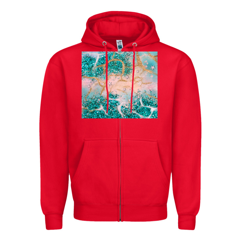 Turquoise Glitter Zipper Hoodie by JahusDesignShop | Teevron