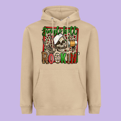 Jingle Bell Rockin Skeleton Christmas Heavyweight Hoodie Designed By Jasminsmagicworld