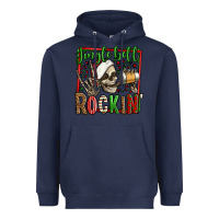 Navy jingle bell rockin skeleton christmas Heavyweight Hoodie - Jasminsmagicworld