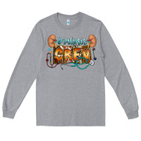 Heather Grey dialysis crew Long Sleeve Tee - CowhideDigitalArt