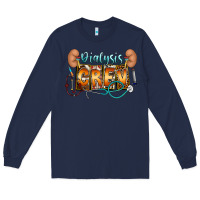Navy dialysis crew Long Sleeve Tee - CowhideDigitalArt