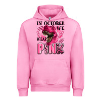 Fuchsia Pink in october we wear pink dinosaur Urban Hoodie - LillyAllenDesigns