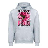 Heather Grey in october we wear pink dinosaur Urban Hoodie - LillyAllenDesigns