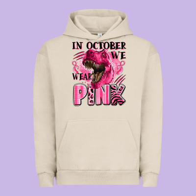 In October We Wear Pink Dinosaur Urban Hoodie Designed By Lillyallendesigns