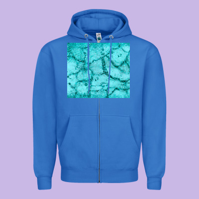 Turquoise Glitter Zipper Hoodie Designed By Jahusdesignshop