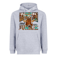 Heather Grey cow junkie Heavyweight Hoodie - NancyCooperArtShop