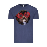 Vintage Denim Havanese dog with love glasses Vintage Tee - RanaPortraitStore