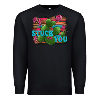 Black stuck on you heart cactus serape leopard background Premium Sweatshirt - Jasminsmagicworld