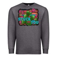 Charcoal Heather stuck on you heart cactus serape leopard background Premium Sweatshirt - Jasminsmagicworld