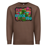 Chestnut stuck on you heart cactus serape leopard background Premium Sweatshirt - Jasminsmagicworld