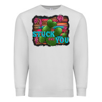 Dove Grey stuck on you heart cactus serape leopard background Premium Sweatshirt - Jasminsmagicworld