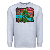 Heather Grey stuck on you heart cactus serape leopard background Premium Sweatshirt - Jasminsmagicworld