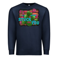 Navy stuck on you heart cactus serape leopard background Premium Sweatshirt - Jasminsmagicworld