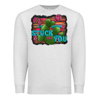 Oatmeal Heather stuck on you heart cactus serape leopard background Premium Sweatshirt - Jasminsmagicworld