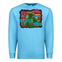 Ocean Blue stuck on you heart cactus serape leopard background Premium Sweatshirt - Jasminsmagicworld