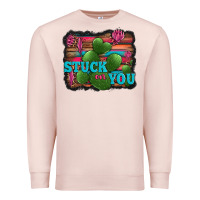 Pale Pink stuck on you heart cactus serape leopard background Premium Sweatshirt - Jasminsmagicworld