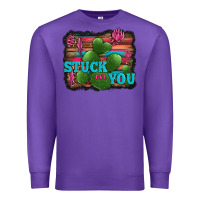 Purple stuck on you heart cactus serape leopard background Premium Sweatshirt - Jasminsmagicworld