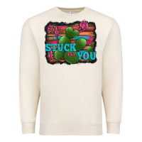 Sandshell stuck on you heart cactus serape leopard background Premium Sweatshirt - Jasminsmagicworld
