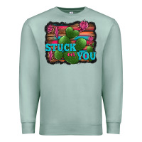 Seafoam stuck on you heart cactus serape leopard background Premium Sweatshirt - Jasminsmagicworld