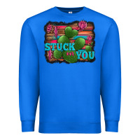 True Royal stuck on you heart cactus serape leopard background Premium Sweatshirt - Jasminsmagicworld