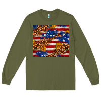 Army Green 4th of July USA flag leopard sunflower 20oz tumble Long Sleeve Tee - Neo Western