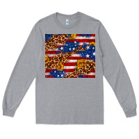 Heather Grey 4th of July USA flag leopard sunflower 20oz tumble Long Sleeve Tee - Neo Western