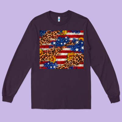 4th Of July Usa Flag Leopard Sunflower 20oz Tumble Long Sleeve Tee Designed By Neo Western