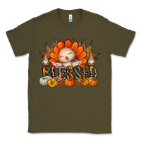 Army Green Thanksgiving Turkey Pumpkin Blessed Classic Tee - CowhideDigitalArt