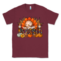 Burgundy Thanksgiving Turkey Pumpkin Blessed Classic Tee - CowhideDigitalArt