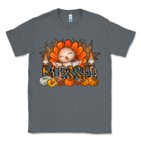 Charcoal Heather Thanksgiving Turkey Pumpkin Blessed Classic Tee - CowhideDigitalArt