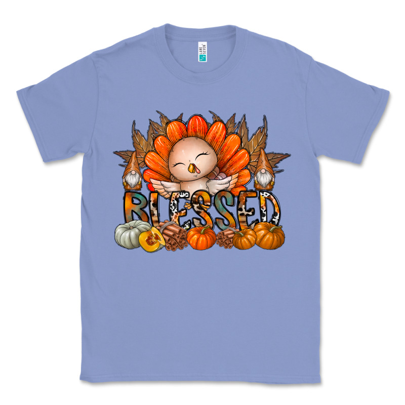Thanksgiving Turkey Pumpkin Blessed Classic Tee by CowhideDigitalArt | Teevron