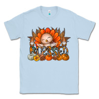Dusty Blue Thanksgiving Turkey Pumpkin Blessed Classic Tee - CowhideDigitalArt