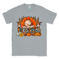 Heather Grey Thanksgiving Turkey Pumpkin Blessed Classic Tee - CowhideDigitalArt