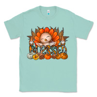 Seafoam Thanksgiving Turkey Pumpkin Blessed Classic Tee - CowhideDigitalArt