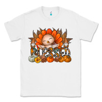 White Thanksgiving Turkey Pumpkin Blessed Classic Tee - CowhideDigitalArt