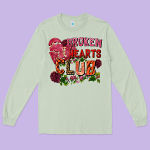 Broken Heart Club Long Sleeve Tee Designed By Fadigitalartstudio