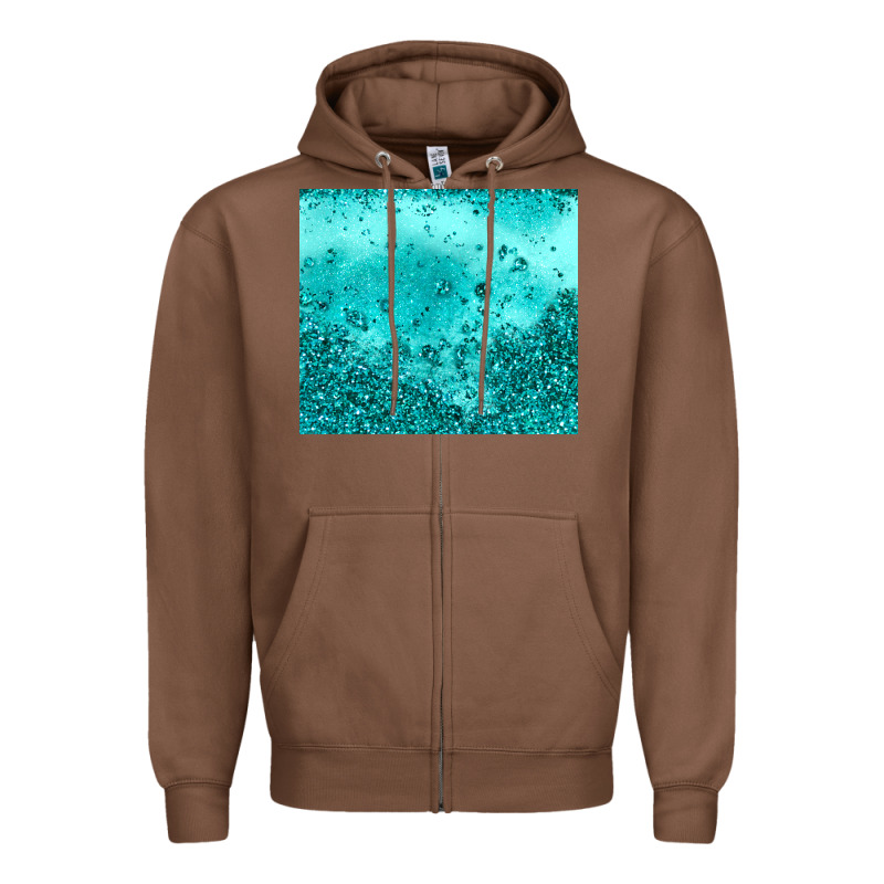 Turquoise Glitter Zipper Hoodie by JahusDesignShop | Teevron