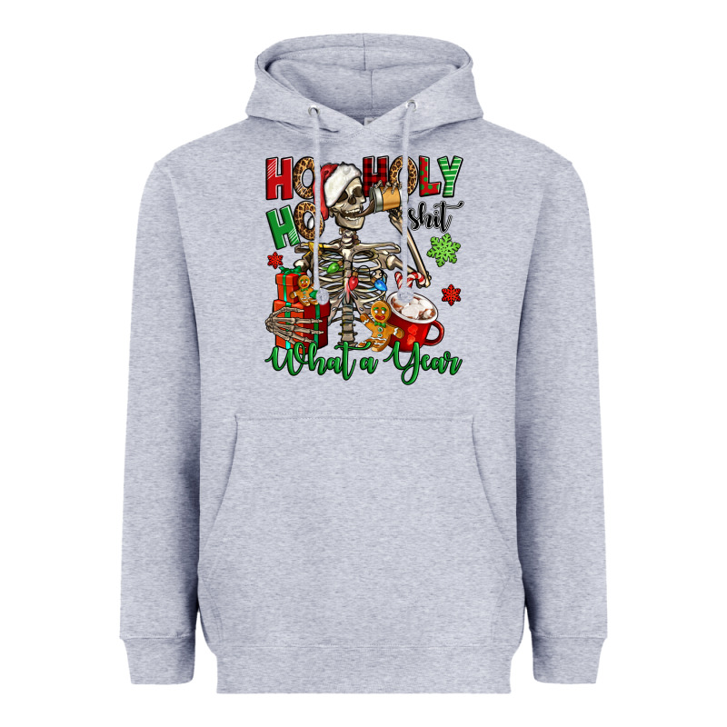 Ho Ho Holy Shit What A Year Christmas Skeleton Heavyweight Hoodie by Jasminsmagicworld | Teevron