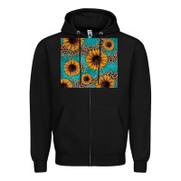 Black sunflower turquoise glitter Zipper Hoodie - JahusDesignShop