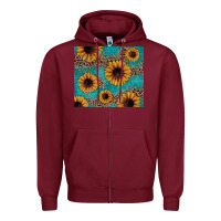 Burgundy sunflower turquoise glitter Zipper Hoodie - JahusDesignShop