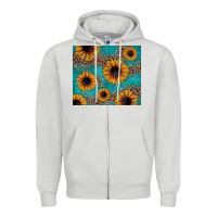 Dove Grey sunflower turquoise glitter Zipper Hoodie - JahusDesignShop