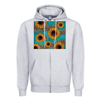 Heather Grey sunflower turquoise glitter Zipper Hoodie - JahusDesignShop