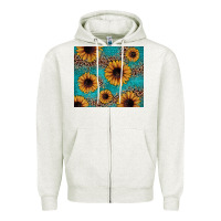 Oatmeal Heather sunflower turquoise glitter Zipper Hoodie - JahusDesignShop
