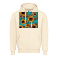 Sandshell sunflower turquoise glitter Zipper Hoodie - JahusDesignShop