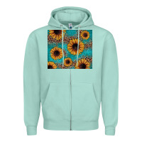Sunflower Turquoise Glitter Zipper Hoodie | Teevron