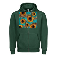 Sports Green sunflower turquoise glitter Zipper Hoodie - JahusDesignShop