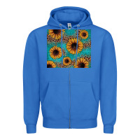 True Royal sunflower turquoise glitter Zipper Hoodie - JahusDesignShop